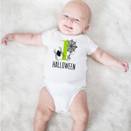 Baby Boys Girls Cotton Rompers Summer Baby Boy Jumpsuits Short Sleeve Print Halloween Breathable Newborn Baby Clothes
