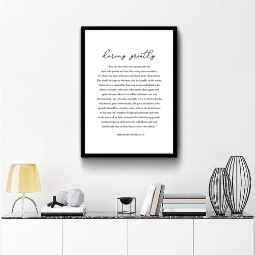 Art Painting Daring Greatly Theodore Roosevelt Motivational Quote Canvas Poster Prints Man in the Arena Gifts Home Decoration