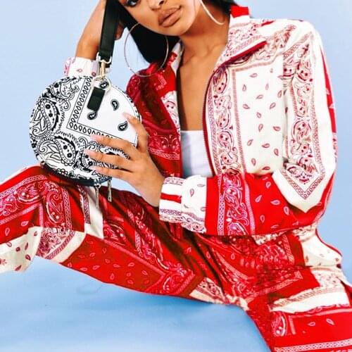 Fashion Printed Two-piece Clothes Set Women Streetwear Zipper Long Sleeve Short Coats+Joggers Sweatpants Autumn Spring Outfits