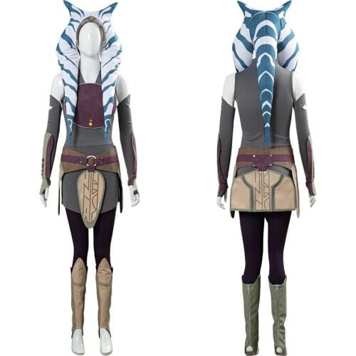 Anime cosplay Star Cosplay Rebels Ahsoka Tano Cosplay Costume Women Dress Suit Full Set Halloween Carnival Costumes Adult