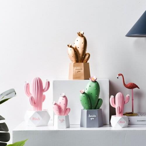 Creative Cactus Figurine With Lighting Home Decorations For House Decoration Room Simulation Interior Room Sculptures Modern Art
