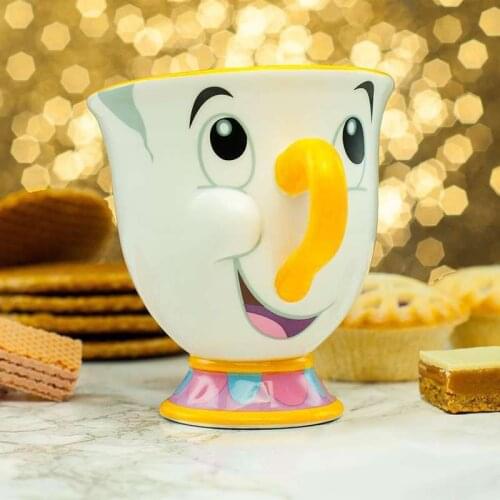 Beauty and the Beast Chip Mug with Gold Foil Printing Small Teacup Sculpted Ceramic Tea Cup Lovely Unisex Kids Cup (301~400ml)