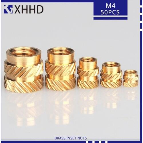 M4 30Pcs Insert Knurled Nuts Brass Hot Melt Inset Nuts Heating Molding Copper Thread Inserts Nut Free Shipping