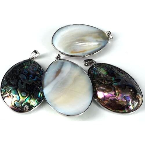 Natural Mother of Pearl Rainbow Abalone Shell Pendant Only Handmade Zink Alloy Wrap Oval Water Drop Shape Pendant 1pc