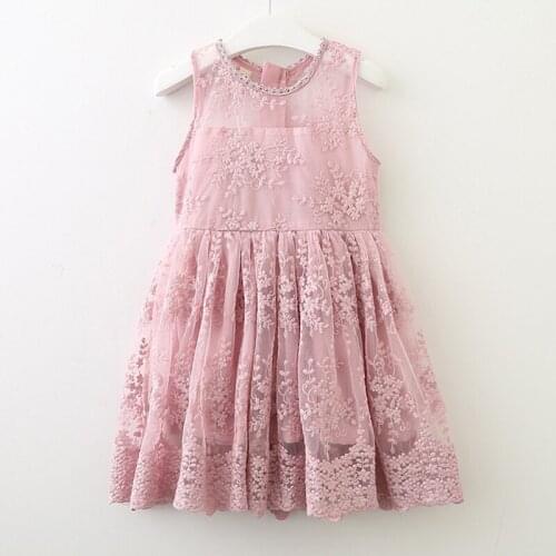 2020 New Summer Girls' Dress Cute Net Gauze Embroidered Sleeveless Party Princess Dress Vest Childrens Baby Kids Girls Clothing