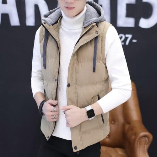 New Korean MenS Trend Autumn Winter Down Cotton Campshoulder Casual Sleeveless Jacket Coat Boys' Youth Vest