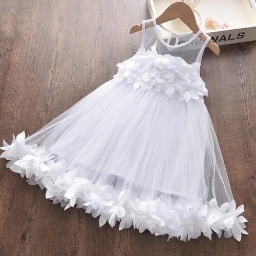 2-6 Years High Quality Summer Girl Dress 2021 New Floral Cotton Solid Draped Ruched Kid Children Clothing Girl Princess Dresses