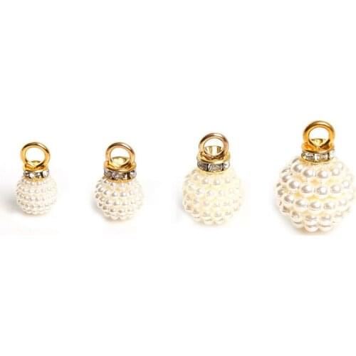 10pcs ABS Imitation Pearl Charms Pendant with Rhinestone Beads For Jewelry Making Bracelet Necklace Earring DIY Jewelry Findings