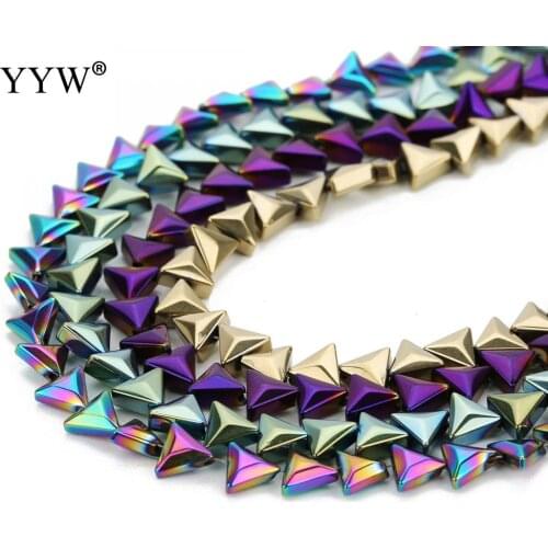 6x7mm Multicolor Non Magnetic Hematite Stone Natural Fashion Triangle Shape Beads Loose Beads For Jewelry Making 14 Inches