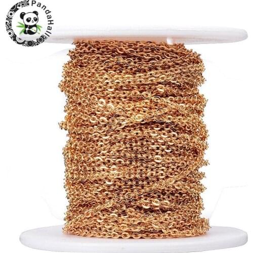 20m/roll 304 Stainless Steel Rolo Chains for Necklace Pendant Jewelry Making Golden Color 2.5x2x0.5mm