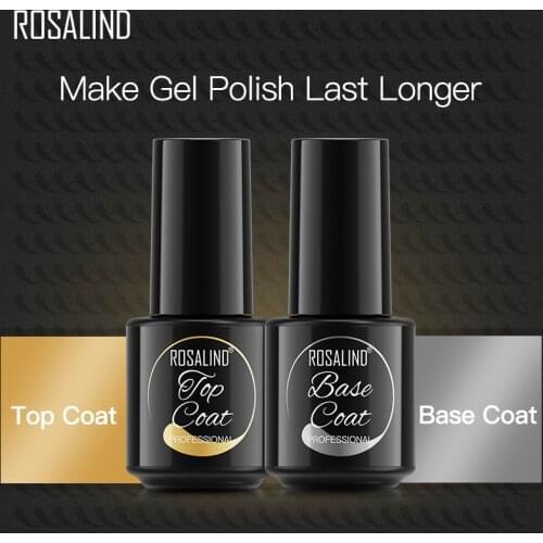 ROSALIND Gel Polish Set Top Base Coat 2PC/set Primer Semi Permanent Soak off UV Lamp Nails Art Polish Multi-use Gel Nail Polish