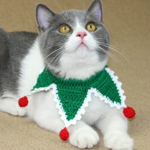Christmas Unique Collar for Cats Handmade Pet Kitten Accessories Small Dogs Necklace Knitted Cat Collar Pet Products Wholesale