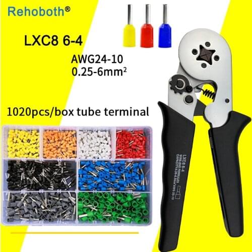 LXC8 6-4 Self-adjusting crimping pliers 0.25-10mm2 24-10AWG with 1020pcs/box tube type needle terminal mini Pressure wire tools