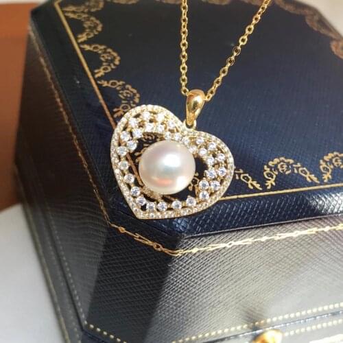 Heart Style 925 Sterling Silver Pendant Base Settings Mountings Findings Parts for Pearl Crystal Jade Agate Beads Stones