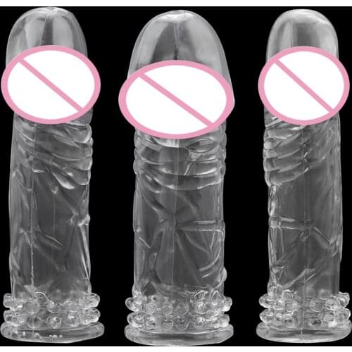 Silicone Condoms Penis Sleeve Sex Toys For Men Male Reusable Penis Enlargement Adult Sex Products Cock Extender Sleeve