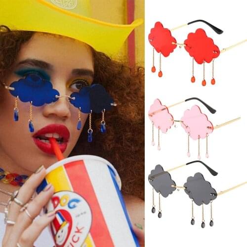 1pc Rimless Sunglasses Women Vintage Clouds Tassel Steampunk Sunglasses Men Frameless Punk Glasses Shades UV400 Driver Goggles