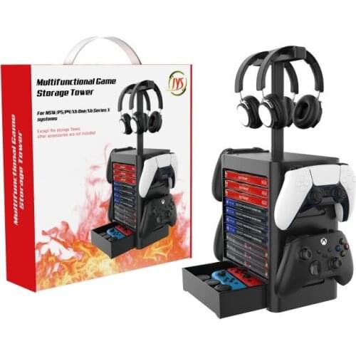 Vertical Universal Storage Tower Game Card CD Disks Stand & Drawer Headset Holder Hanger for PS5/NS Switch/XboxOne Accessories