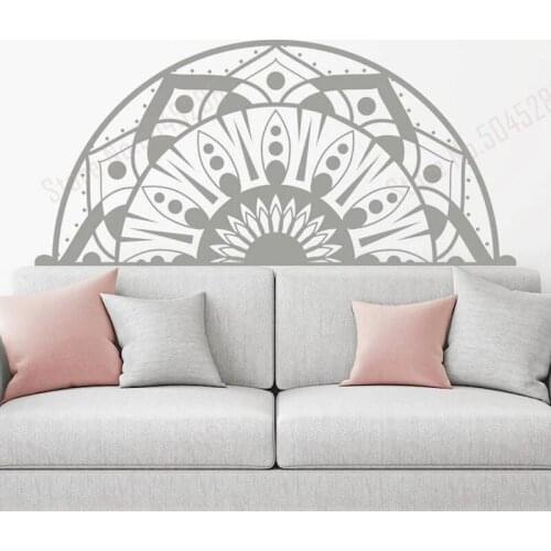 Half Mandala Wall Decal Headboard Vinyl Sticker Boho Decor Fashion Bedroom Decor Bohemian Yoga Studio Decal Mandala Decor Z763