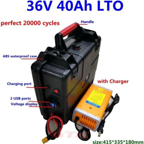 GTK 100% LTO 36V 40Ah Waterproof Lithium titanate battery pack 15S BMS for RV EV scooter solar energy Motorcycle+5A charger