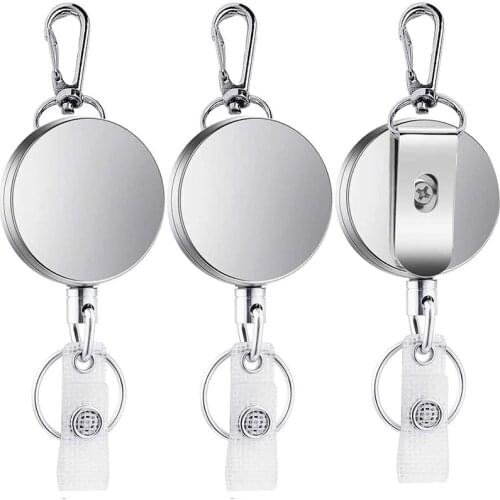 Retractable Badge Holder Reel Clip 3 Pack, Id Badge Holder with Swivel Snap Hook Key Ring Key Chain