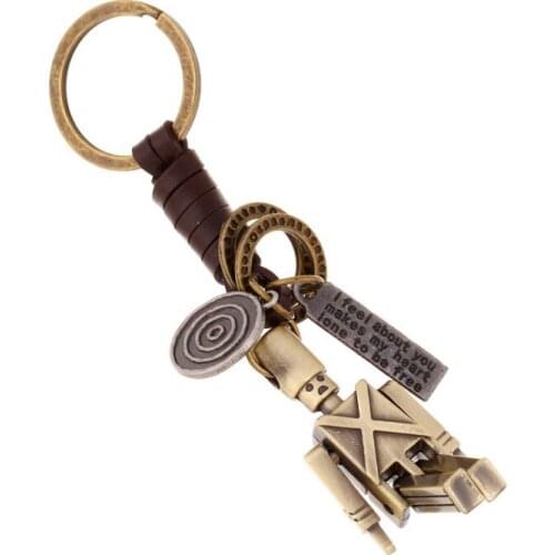 Women Men Kids Keychain Vintage Soldier Pendants Alloy Robot Keyring Leather Holder Retro Bag Car Key Chain Fashion Jewelry Gift