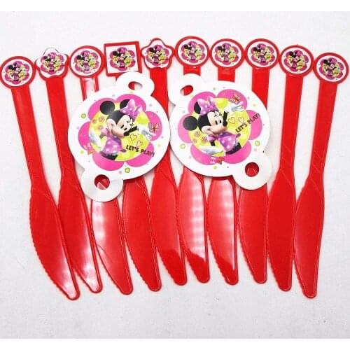 10pcs/set Minnie Party Supplies Plastic Knives For Kids Birthday Christmas Festival Party Decoration Favors