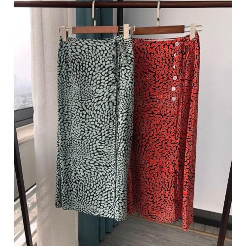 100% silk brand fashion womens high-end luxury autumn complex ancient literary temperament midi skirt