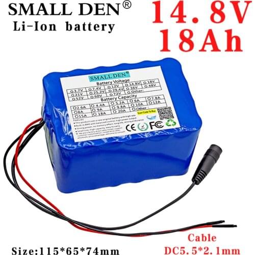 14.8V 18Ah 18650 lithium battery pack 4S6P 148W for 16.8V Night fishing lamp heater miners lamp amplifier toys BMS + 2A Charger