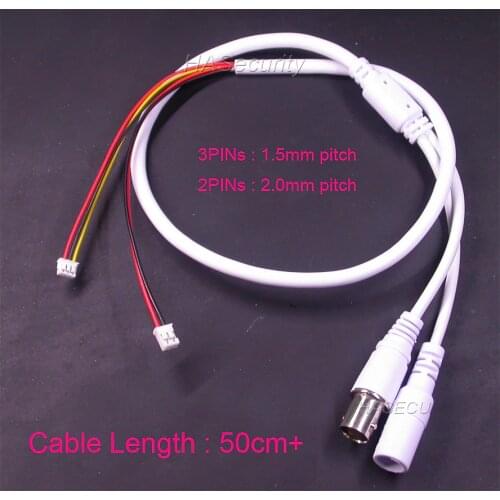 2pcs) Video & power cable 3PINs (1.5mm pitch) + 2PINs (2.0mm pitch)about 45cm length for CCTV camera module PCB board assembly