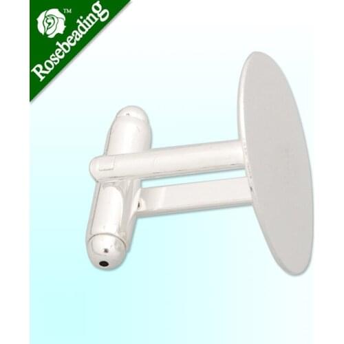 20MM Silver Plated Flat Cufflink Blanks with a 20mm Glue Pad,cuff link setting,sold 20pcs per lot