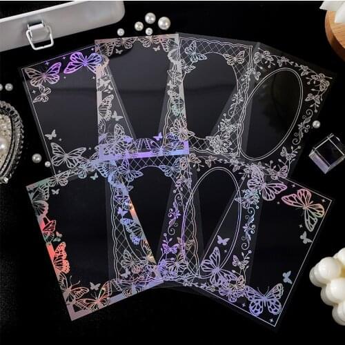 8 pcs Vintage Transparent Butterfly Frame Decorative PVC Stickers Scrapbooking diy Label Diary Stationery Album Journal Planner