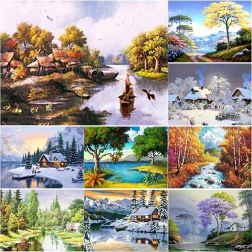 New DIY 5D Diamond Painting Tree Cross Stitch Snow Scene Diamond Embroidery Full Square Round Drill Mosaic Art Home Decor Gift