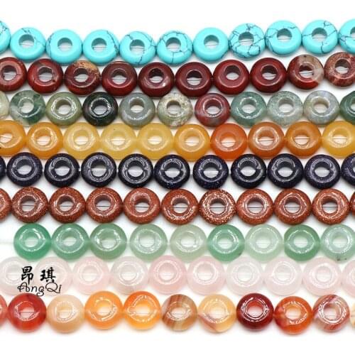 10mm Natural Big Hole Crystal Semi-precious Stone Loose Beads Abacus Beads Natural Stone Jewelry European Flat DIY Beads