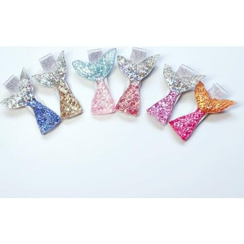 Boutique ins 12Sets Fashion Cute Glitter Gradient Rainbow Color Mermaid Tail Hairpins Cartoon Fairy Hair Clips Princess Headwear