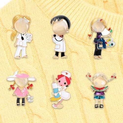 Opal Enamel pin Doctor Painter Nurse Brooches Badges Stethoscope Anniversary souvenir Jewelry Accessories Medical Students Gifts