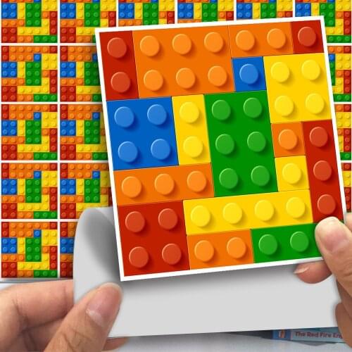 Funlife Childrens building block Tile Adhesive Vinyl Wall Stickers Waterproof Wall Paper For Kids Room Bedroom Wall Decor