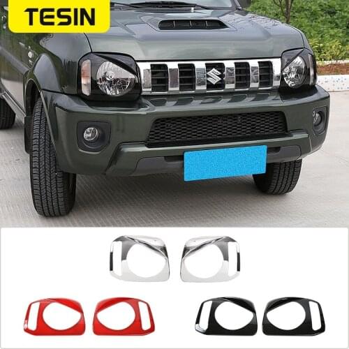 TESIN Lamp Hoods for Suzuki jimny Car Front Headlight Light Lamp Cover for Suzuki jimny 2010-2017 ABS Black Accessories Styling