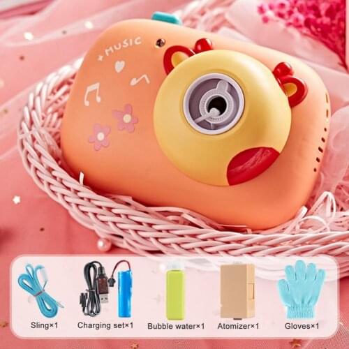 Summer Funny Magic Bubble Blowing Toy Light Effect Cartoon Musical Camera Smoke Bubble Toy for Playing Kids Outdoor Toys