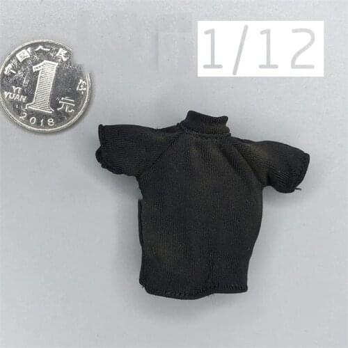 Hot Sales Scale 1/12 Black Short Sleeves Tops For Usual 6inch Doll Figures