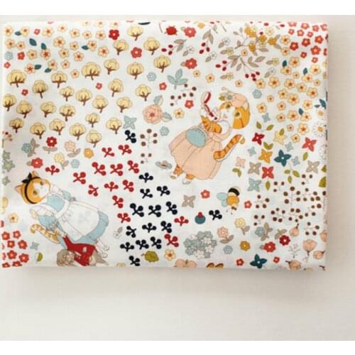 100*140cm Printed Girl Flower Linen Cloth Fabric by meter for DIY Sewing Curtain tablecloth clothing making cotton fabric