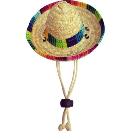 Mini Pet Dogs Straw Hat Sombrero Cat Sun Hat Beach Party Straw Hats Dogs Hawaii Style Hat For Dogs Funny Accessories #C