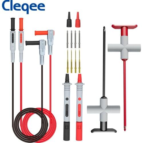 Multimeter Test Leads Kits Piercing Probes 4mm Banana Plug Probe Set Puncture Hook Replaceable Gold Plated Probes For Electronic