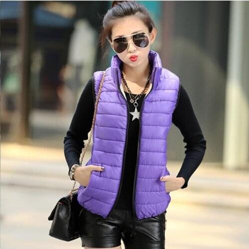 2021 New Womens Vest Casual Stand-up Collar Spinning Cotton Solid Outdoor Wear Zipper Girls Street Winter Warm Sleeveless Coat