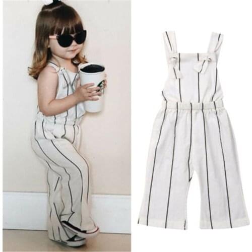 1-6years Girls Clothes Sleeveless Overalls For Girls Gray Striped One Piece Jumpsuits For Girls Toddler Playsuit Children Romper