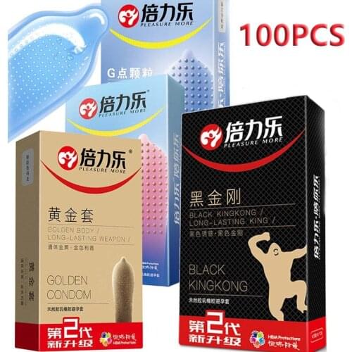 Beilile Condom 100pcs Natural Latex Dots Spikes Condones for Men Ultra Thin Lubricated Pleasure Penis Sleeve Adult Sex Product