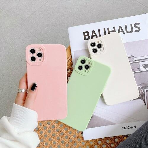 Plain Color Original Liquid Silicone Case For Apple iPhone 12 11 Pro Max X XR XS 7 8 Plus Camera Len Shockproof Back Cover Coque