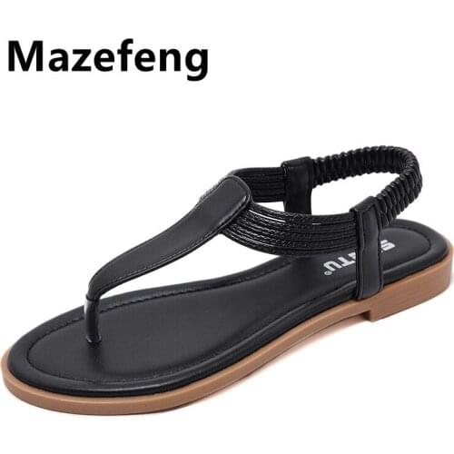 Mazefeng Brand Summer Womens Sandals Fashion Rhinestone Fat Bottom Female Clip Toe Shoes Outdoor Beach Ladies Sandal Woman New