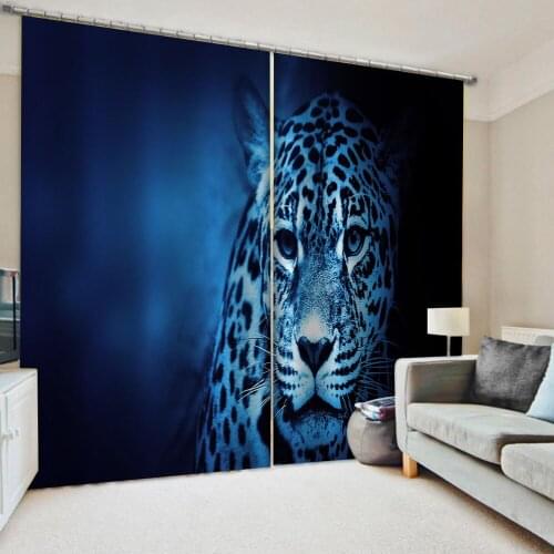 Morden blue tiger curtains 3D Curtains set For Bed room Living room Office Hotel Home Wall Decorative Drape 3d curtains