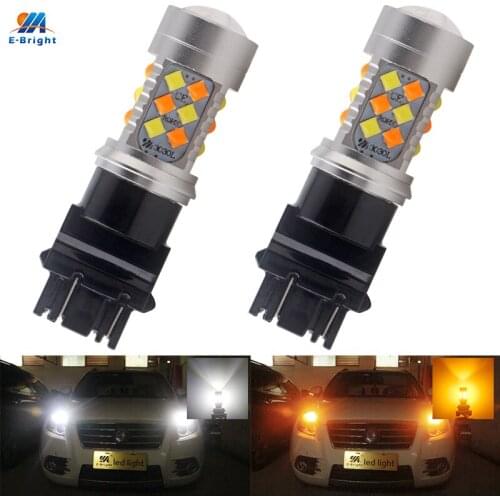 T25 3157 3047 3057 3155 LED Bulbs 4057 4114 4157 P27/5W Switchback Dual Colors 3030 for Car Turn Signal Lights White/Amber 2PCS
