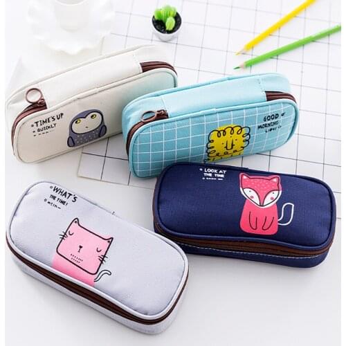 Cartoon Animals Cloth Pencil Case Students Pencil Bag High capacity Zipper Pencil Bags School Stationery Supplies For Students